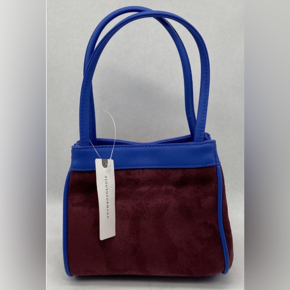 Anthropologie Royal Blue and Deep Burgundy Shoulder Bag